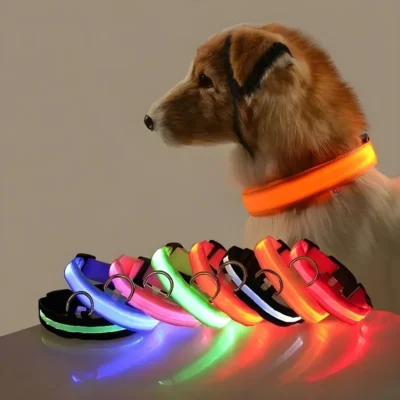 LED Dog Collar Nylon – Glow‑in‑the‑Dark Flashing Night Safety Collar for Dogs