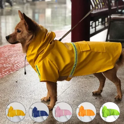 Large Dog Raincoat – Waterproof Reflective Hooded Corgi Cloak‑Style Jacket for Windproof & Rainproof Protection